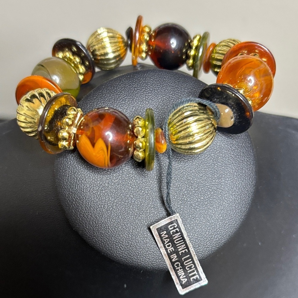NWT Genuine Lucite Beaded Stretch Chunky Bracelet